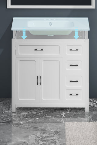 bathroom vanity with an undermount sink