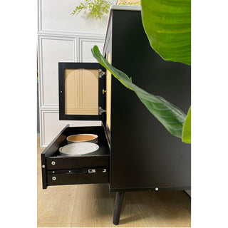 Sigsoul 30 Inch Rattan Bathroom Vanity | Black