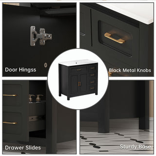 black bathroom vanity with sink