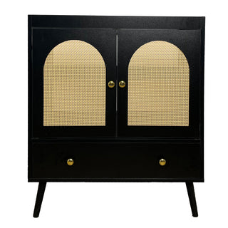 Sigsoul 30 Inch Rattan Bathroom Vanity | Black