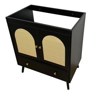 Sigsoul 30 Inch Rattan Bathroom Vanity | Black