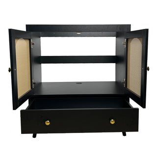 Sigsoul 30 Inch Rattan Bathroom Vanity | Black