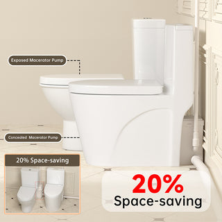 SNFLEX One-Piece Macerating Toilet | 5" Slim Tank Upflush Toilet System
