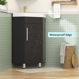 Sigsoul 17 Inch Black Corner Bathroom Vanity with Sink