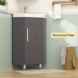 Sigsoul 17 Inch Gray Corner Bathroom Vanity with Sink