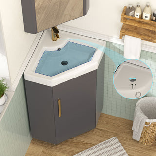 Sigsoul 17 Inch Gray Corner Bathroom Vanity with Sink