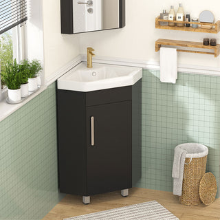 Sigsoul 17 Inch Black Corner Bathroom Vanity with Sink