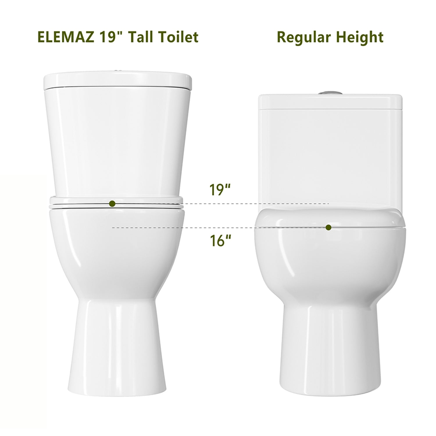SUPERFLO 19＂tall Rear Outlet Toilet With 600w Macerator Pump, Two-piece Upflush Toilet With 4 Water Inlet For Basement