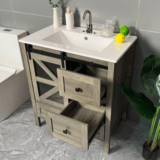 Sigsoul 30 inch Farmhouse Bathroom Vanity | Sliding Barn Door