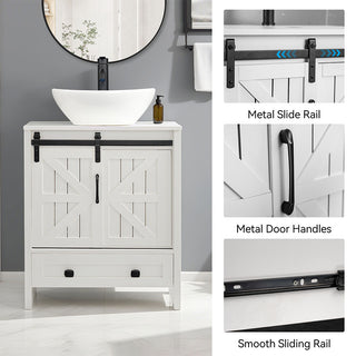 Sigsyl 36 Inch Vessel Sink Vanity | with Side Floor Cabinet, Faucet & Pop-up Drain