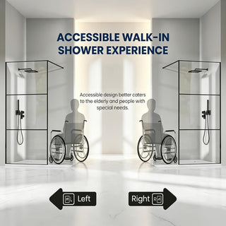 Fixed Shower Glass Panel | 36"W×75"H Matte Black