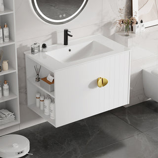 Sigsoul 30 inch Floating Bathroom Vanity | Left-Side Open Shelving