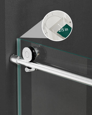 frameless shower door with glass adjusters