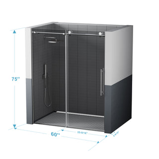 dimensions of the glass sliding shower door