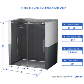 CALYZ Frameless Shower Door | Single Sliding