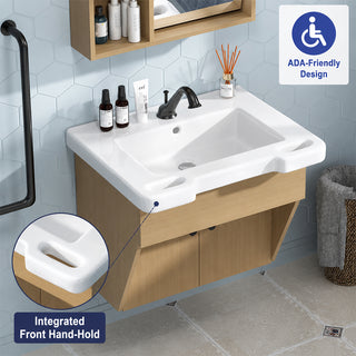 Sigsoul 24" ADA Compliant Vanity | Floating Bathroom Cabinet Sink Mirror Set