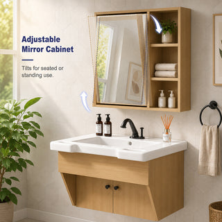 Sigsoul 24" ADA Compliant Vanity | Floating Bathroom Cabinet Sink Mirror Set