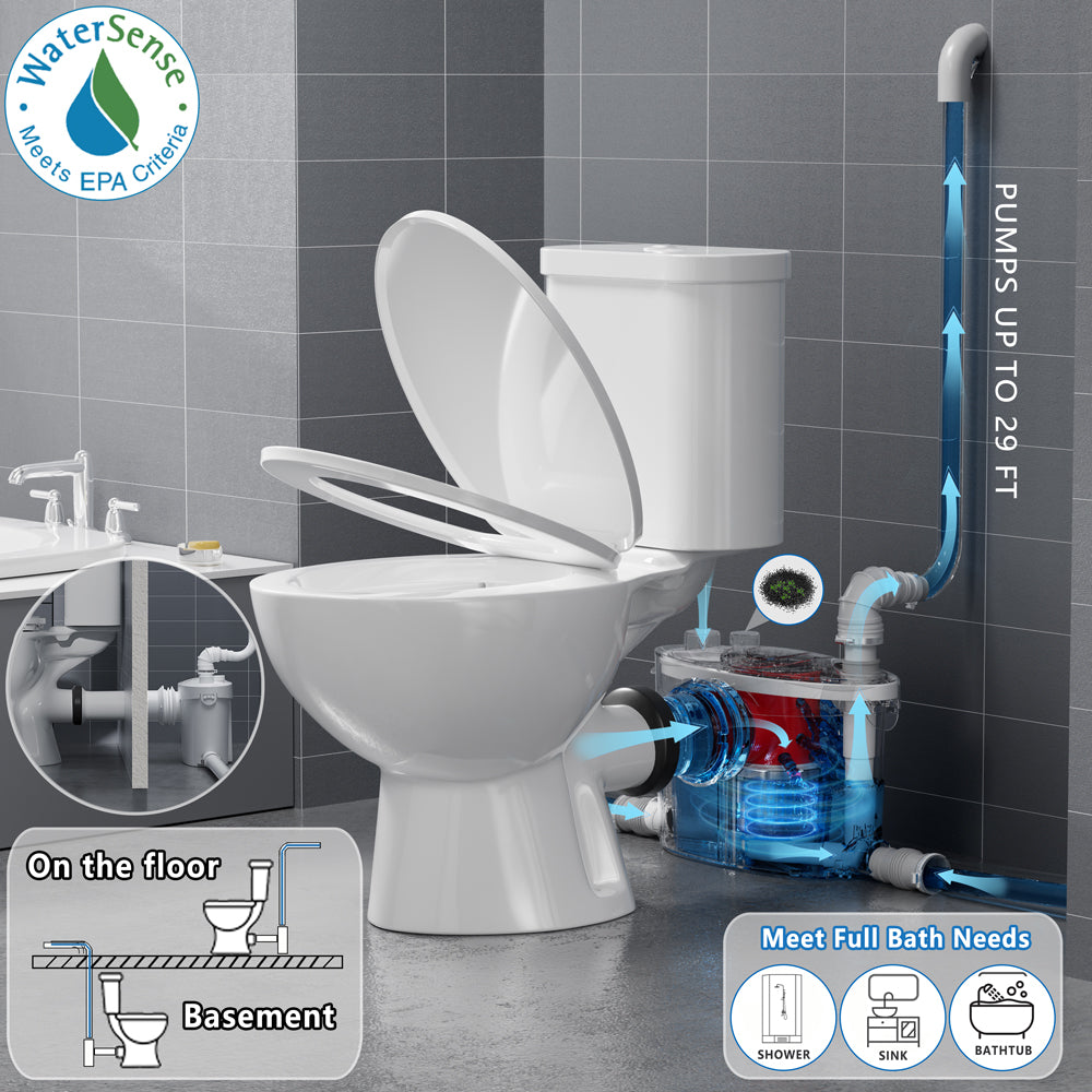SNFLEX Two-Piece Macerating Toilet | 600W Upflush Toilet - Affiliated Shops
