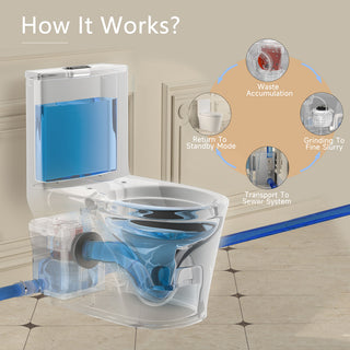 SNFLEX One-Piece Macerating Toilet | 5" Slim Tank Upflush Toilet System