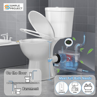 ELEMAZ 19" Extra Tall Macerating Toilet | 600W Upflush Toilet